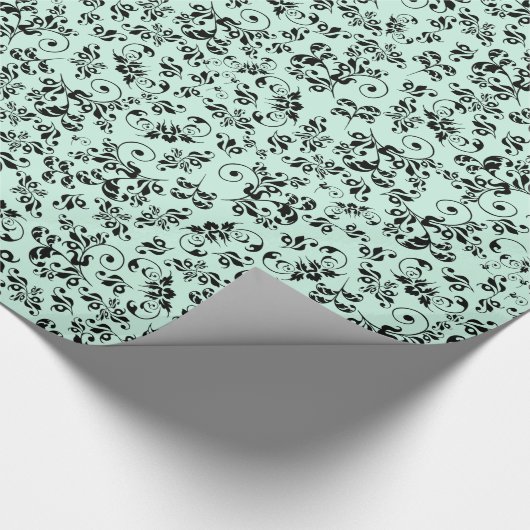 Schwarzes Retro-Vintages Blumenmuster Papier Geschenkpapier (Ecke)