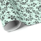 Schwarzes Retro-Vintages Blumenmuster Papier Geschenkpapier (Rolleneckpunkt)