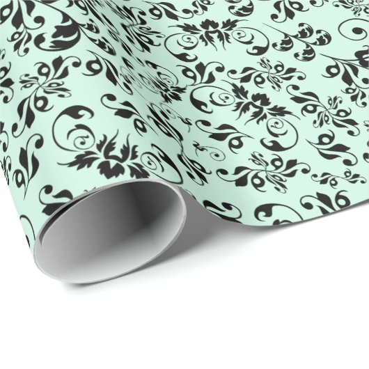 Schwarzes Retro-Vintages Blumenmuster Papier Geschenkpapier (Rolleneckpunkt)