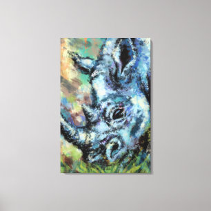 Schwarzes Rhino Grazes in Savannah Canvas Print Leinwanddruck