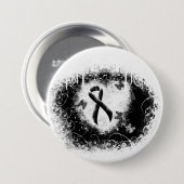 Schwarzes Ribbon Grunge Herz Button (Vorne & Hinten)