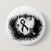 Schwarzes Ribbon Grunge Herz Button (Vorderseite)