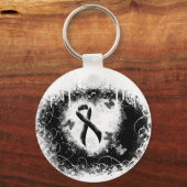 Schwarzes Ribbon Grunge Herz Schlüsselanhänger (Vorderseite)