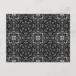 Schwarzes Rokoko-Muster mit floristischen Elemente Postkarte