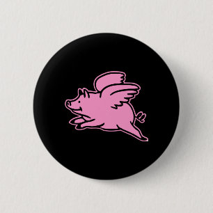 Schwarzes rosa Fliegen-Schwein Button