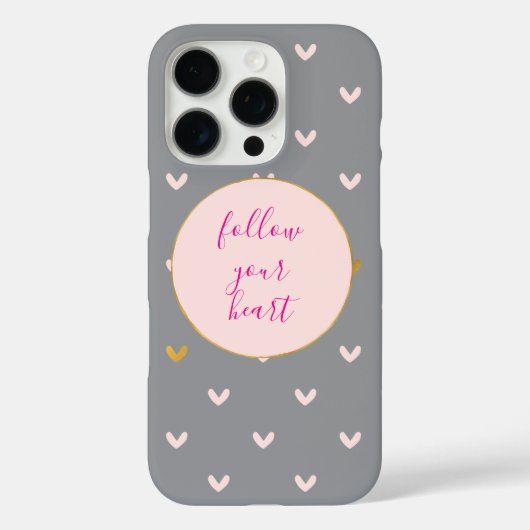 Schwarzes Rosa Grau Gold Herzen Case-Mate iPhone Hülle (Rückseite)
