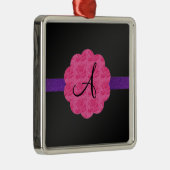 Schwarzes rosa Rosenmonogramm Ornament Aus Metall (Rechts)