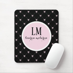 Schwarzes & Rosa Schleifen-Monogramm Mousepad