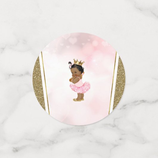 Schwarzes Rosa und Gold Glitzer Black Girl Afrikan Konfetti (Klein Vorderseite)