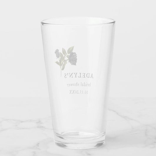 Schwarzes Rose Halloween Brautparty Glas (Rückseite)