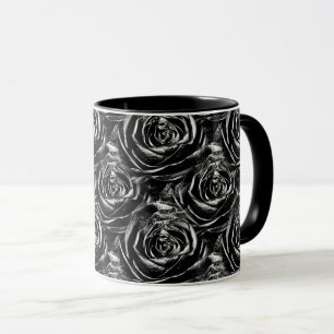 Schwarzes Rose Zentrum Blumenmuster Foto Abstrakte Tasse