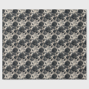Schwarzes Rosen-Blumenverpackungspapier Geschenkpapier