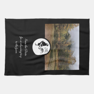Schwarzes Roster Silhouette Silhouette Monogramm F Geschirrtuch