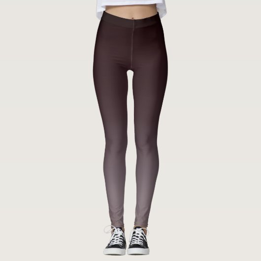 Schwarzes Rot bis Grau Ombre Gradient Fade Leggings (Vorderseite)