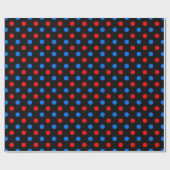 Schwarzes Rot Blau Punkte Design Geschenkpapier (Flach)