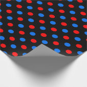 Schwarzes Rot Blau Punkte Design Geschenkpapier (Ecke)