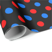 Schwarzes Rot Blau Punkte Design Geschenkpapier (Rolleneckpunkt)