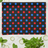 Schwarzes Rot Blau Punkte Design Geschirrtuch (Gefaltet)