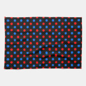 Schwarzes Rot Blau Punkte Design Geschirrtuch (Horizontal)