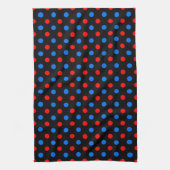 Schwarzes Rot Blau Punkte Design Geschirrtuch (Vertikal)