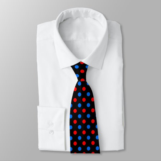Schwarzes Rot Blau Punkte Design Krawatte (Gebunden)