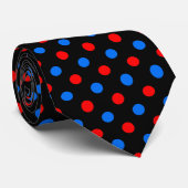 Schwarzes Rot Blau Punkte Design Krawatte (Gerollt)