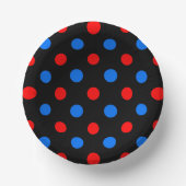 Schwarzes Rot Blau Punkte Design Pappteller (Vorderseite)