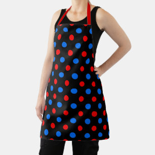 Schwarzes Rot Blau Punkte Design  Schürze