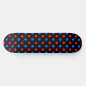 Schwarzes Rot Blau Punkte Design Skateboard (Horizontal)