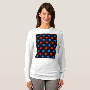 Schwarzes Rot Blau Punkte Design T-Shirt
