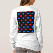 Schwarzes Rot Blau Punkte Design T-Shirt (Rückseite)