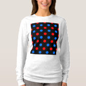 Schwarzes Rot Blau Punkte Design T-Shirt (Vorderseite)