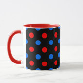 Schwarzes Rot Blau Punkte Design  Tasse (Links)