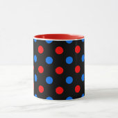 Schwarzes Rot Blau Punkte Design  Tasse (Zentrum)