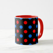 Schwarzes Rot Blau Punkte Design  Tasse (VorderseiteRechts)