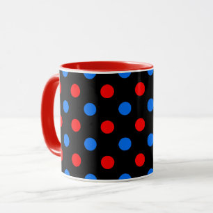 Schwarzes Rot Blau Punkte Design  Tasse