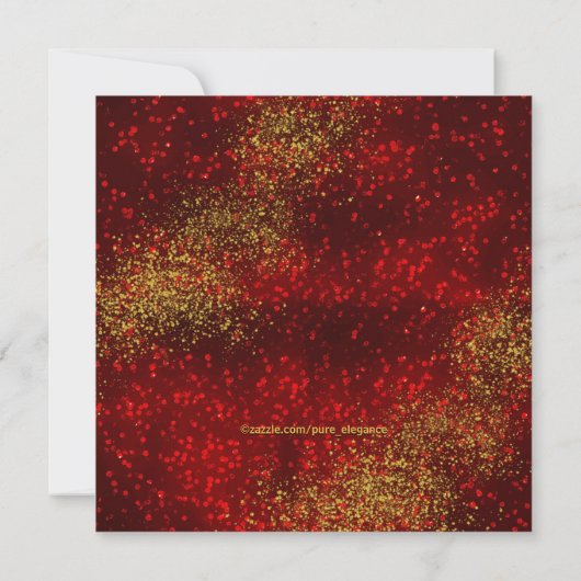 Schwarzes Rot-Gold-Masquerade-Party Einladung (Rückseite)