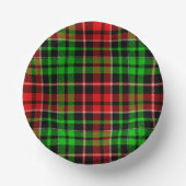 Schwarzes Rot Grün Kariertes Tartan Design Pappteller (Vorderseite)
