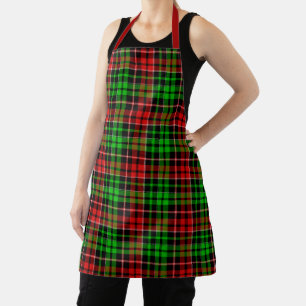 Schwarzes Rot Grün Kariertes Tartan Design  Schürze