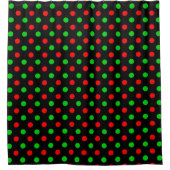 Schwarzes Rot Grün Polka Punkte Design  Duschvorhang (Vorderseite)