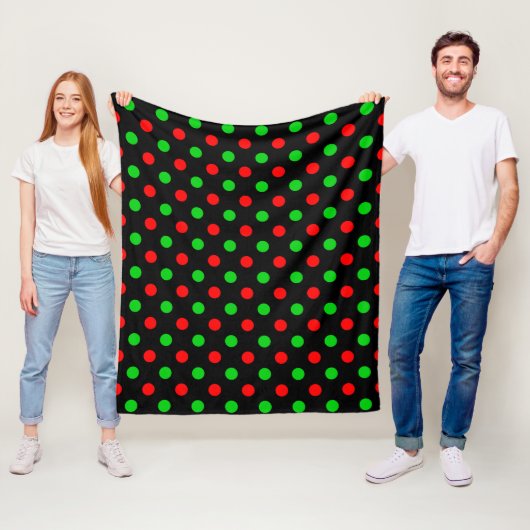 Schwarzes Rot Grün Polka Punkte Design  Fleecedecke (Beispiel)