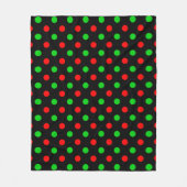 Schwarzes Rot Grün Polka Punkte Design  Fleecedecke (Vorderseite)