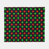 Schwarzes Rot Grün Polka Punkte Design  Fleecedecke (Vorderseite (Horizontal))