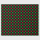 Schwarzes Rot Grün Polka Punkte Design  Geschenkpapier (Flach)