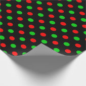 Schwarzes Rot Grün Polka Punkte Design  Geschenkpapier (Ecke)