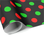 Schwarzes Rot Grün Polka Punkte Design  Geschenkpapier (Rolleneckpunkt)
