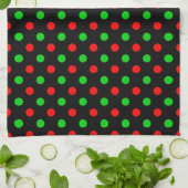 Schwarzes Rot Grün Polka Punkte Design Geschirrtuch (Gefaltet)