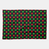 Schwarzes Rot Grün Polka Punkte Design Geschirrtuch (Horizontal)