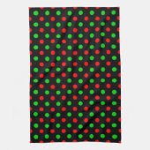 Schwarzes Rot Grün Polka Punkte Design Geschirrtuch (Vertikal)