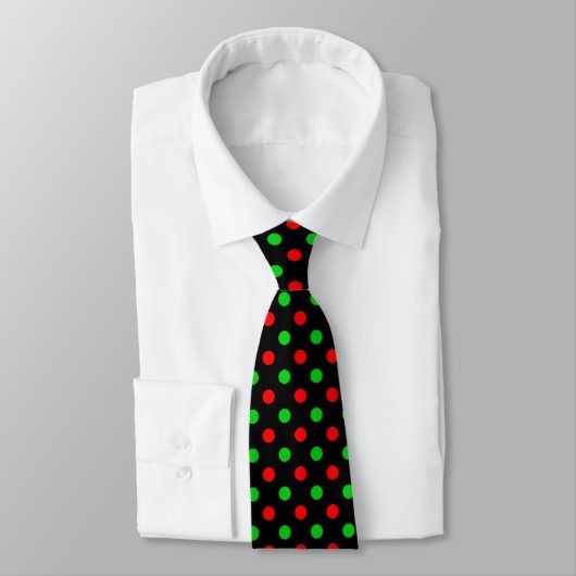 Schwarzes Rot Grün Polka Punkte Design Krawatte (Gebunden)